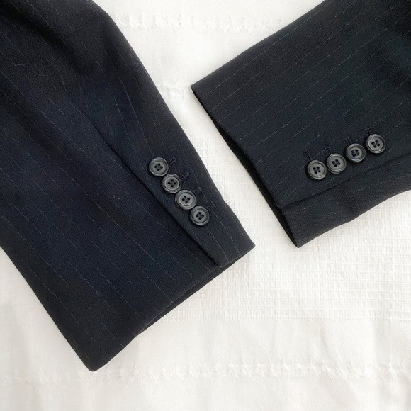 ZARA WOOL BLEND NAVY PINSTRIPE PEAK LAPEL SINGLE BUTTON BOYFRIEND BLAZER - XXL - Picture 7 of 10